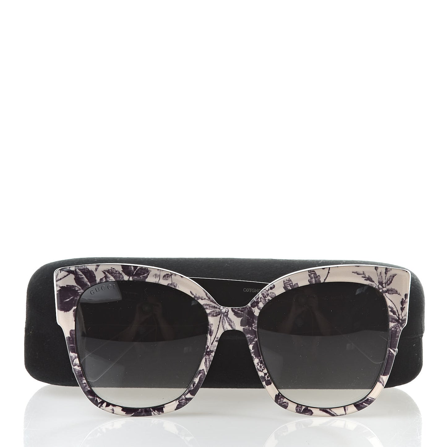 Acetate Herbarium Print Square Frame Sunglasses GG0059S White
