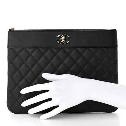 Chanel Caviar Quilted Mademoiselle Vintage Large Zip Pouch Black 2 of 11