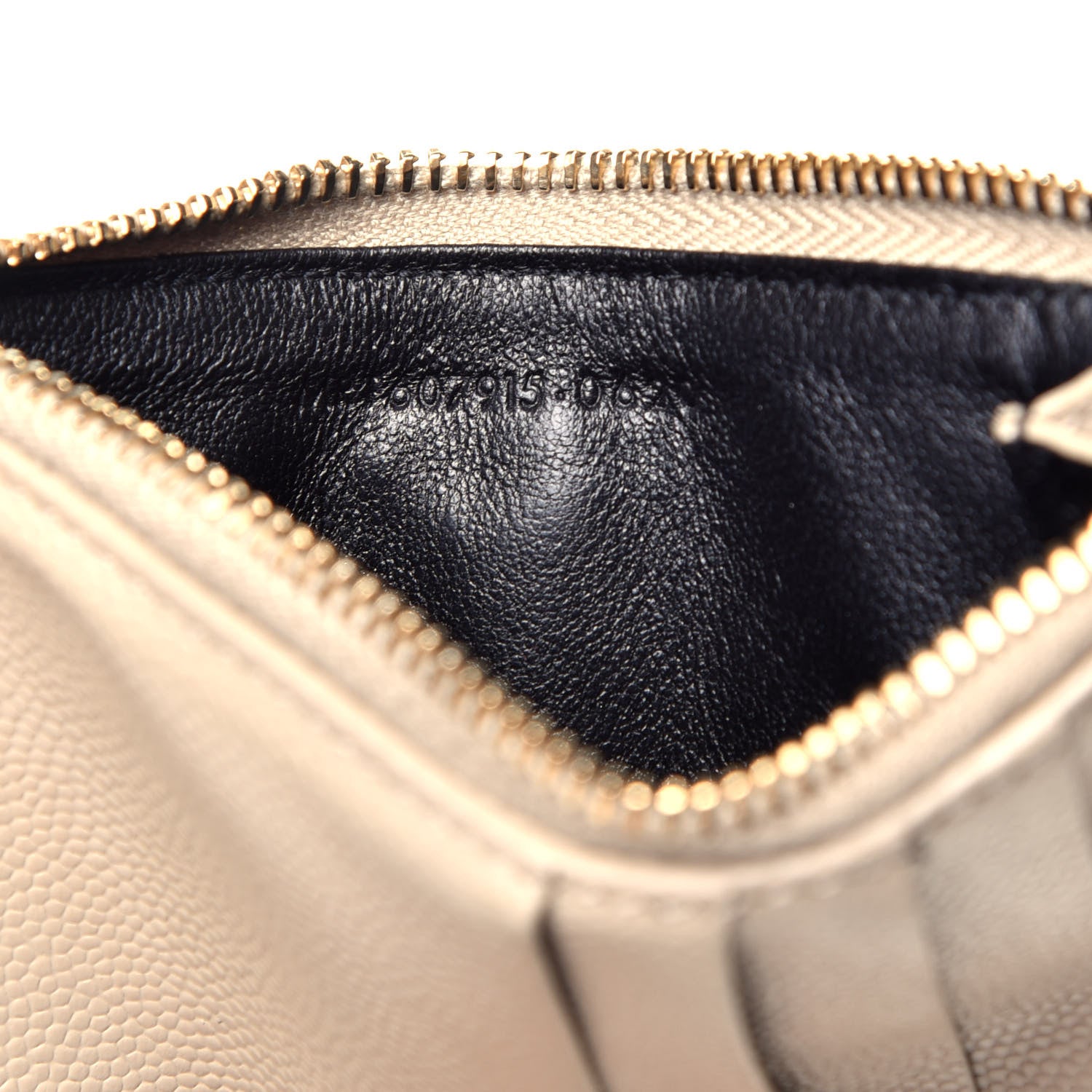 Saint Laurent Grain De Poudre Matelasse Chevron Monogram Fragments Zippered Card Case Sea Salt 7 of 7