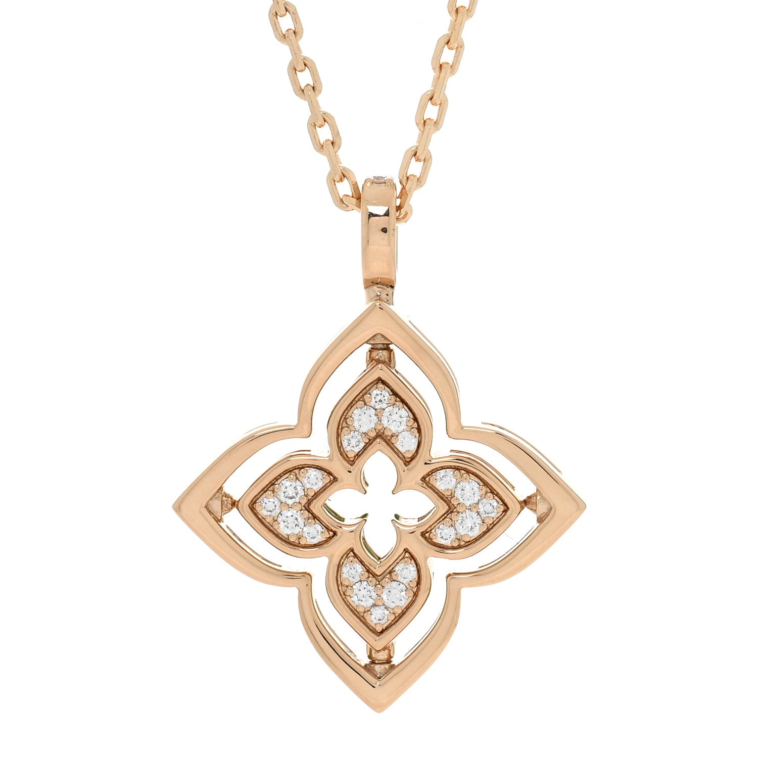 Roberto Coin 18K Rose Gold Diamond Chrysoprase Small Venetian Princess Pirouette Pave Pendant Necklace 4 of 5