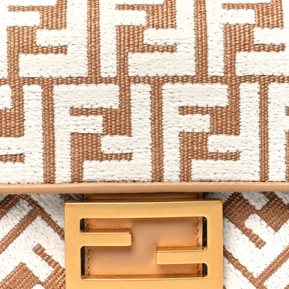 Fendi Raffia Chenille Vitello FF Midi Chain Baguette Naturale White 8 of 10