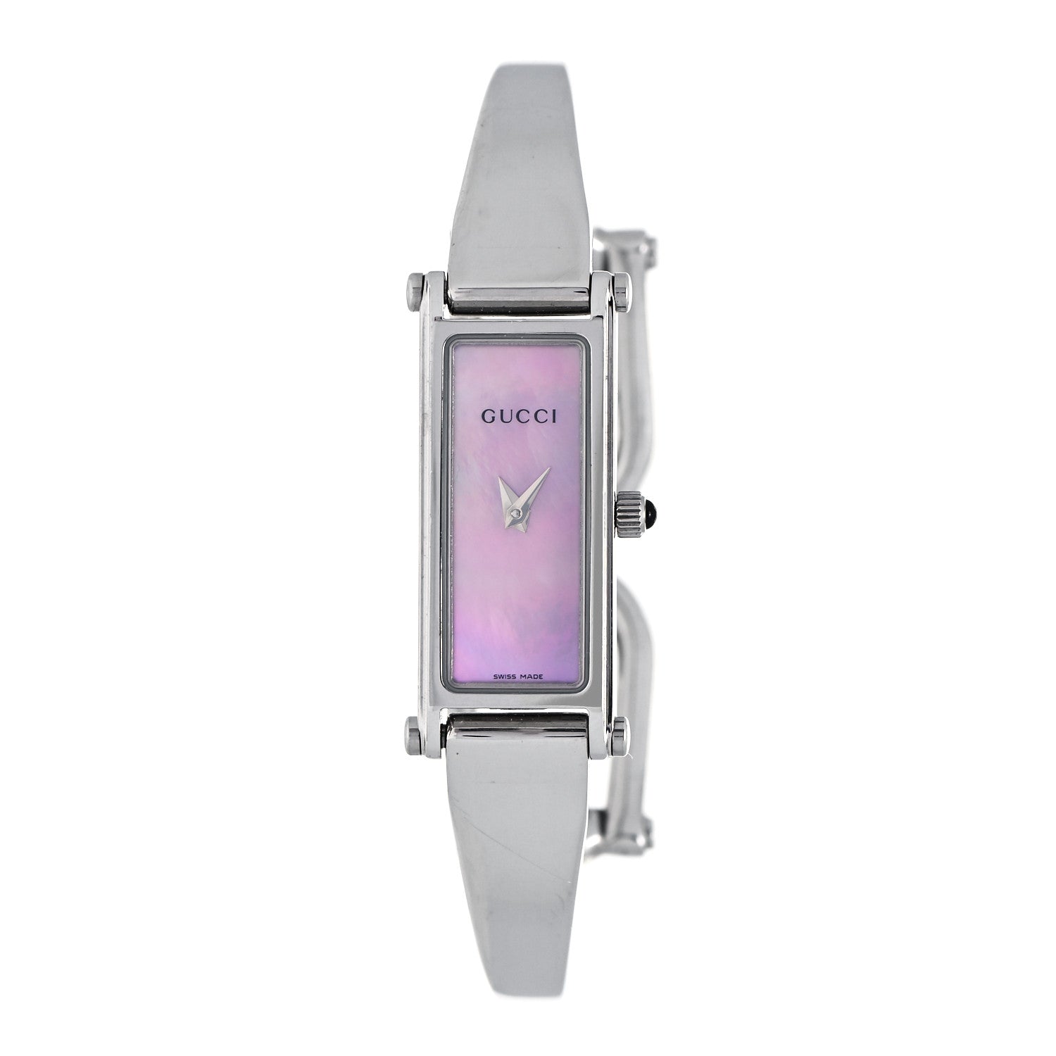 Gucci Stainless Steel Pink Mother of Pearl 12mm 1500L Horsebit Quartz Watch 1 of 8