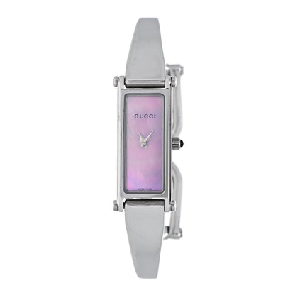Gucci Stainless Steel Pink Mother of Pearl 12mm 1500L Horsebit Quartz Watch 1 of 8