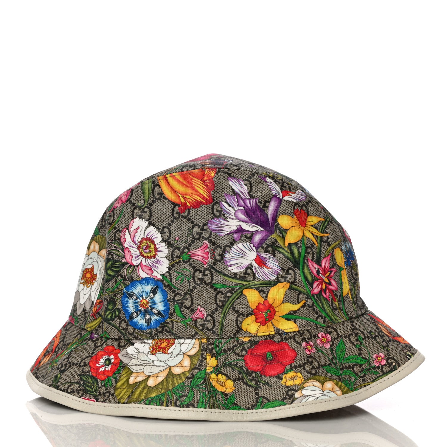 Gucci GG Supreme Monogram Flora Bucket Hat 57 White 2 of 6
