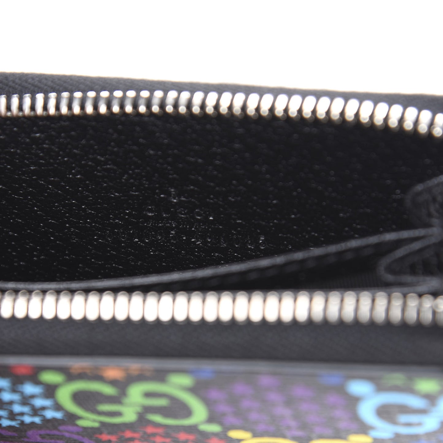GG Supreme Monogram Psychedelic Zip Around Card Case Wallet Black