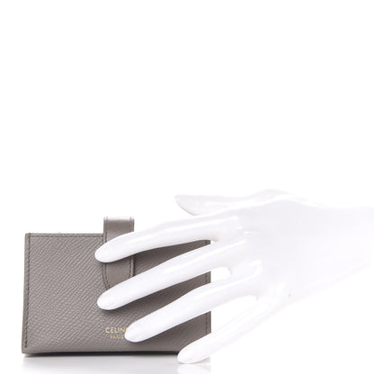 Celine Grained Shiny Calfskin Accordion Card Holder Pebble 2 of 9