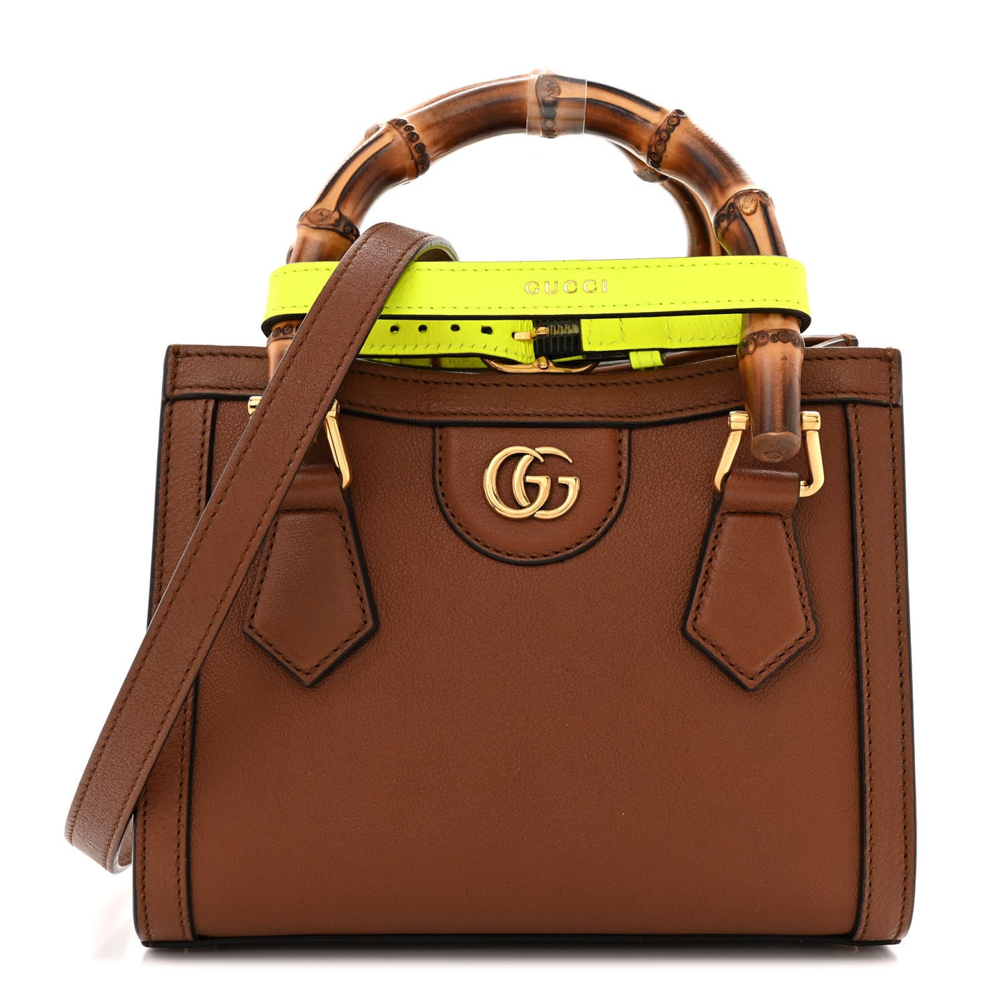 Wonka Grain Calfskin Mini Diana Tote Bag Cuir Yellow Fluo