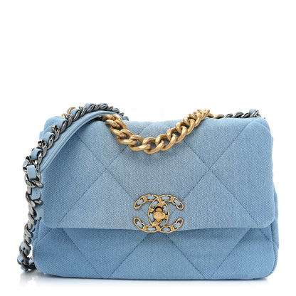 Chanel Denim Quilted Medium Chanel 19 Flap Light Blue 1 of 9