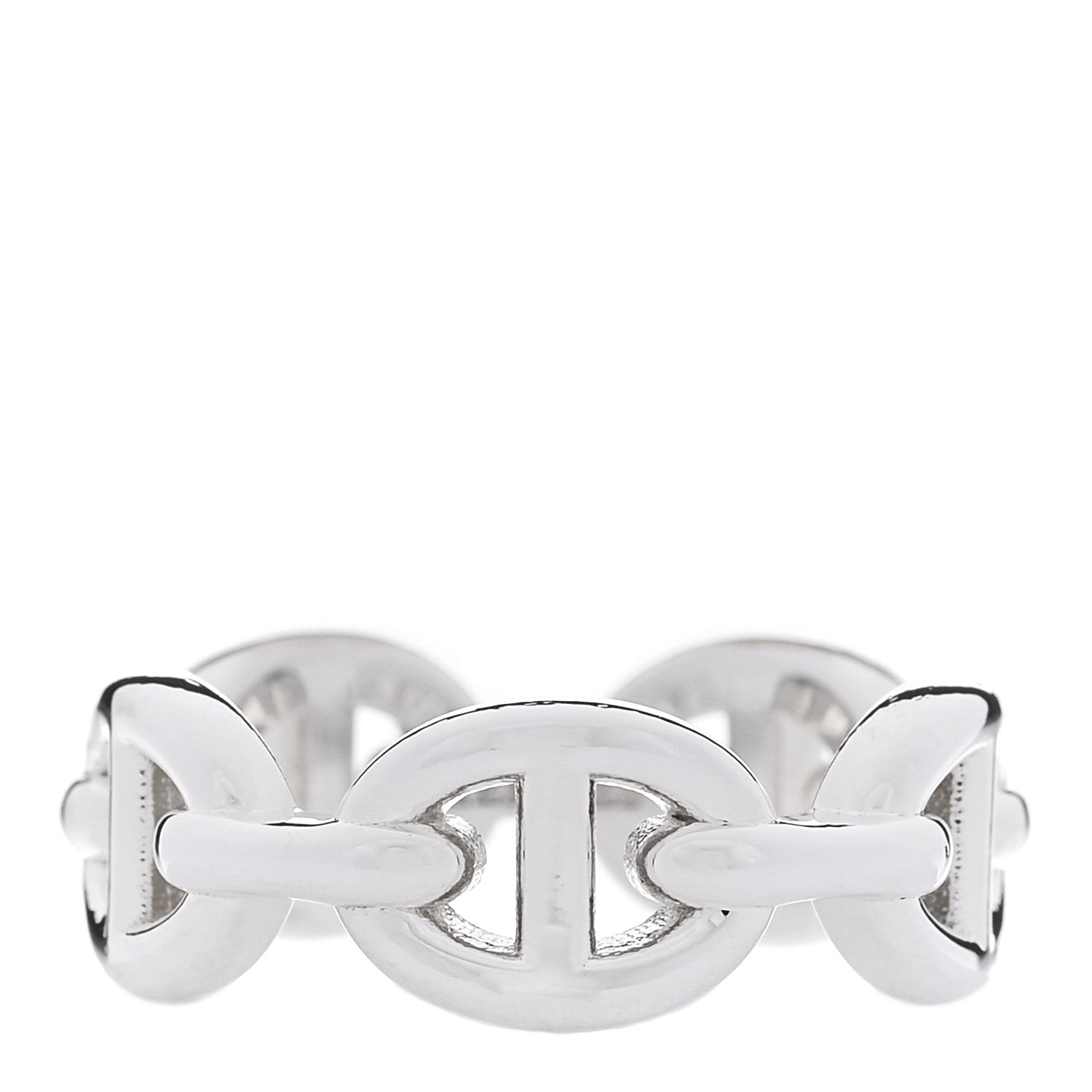 Hermes Sterling Silver PM Chaine d'Ancre Enchainee Band Ring  50 5.25 1 of 8