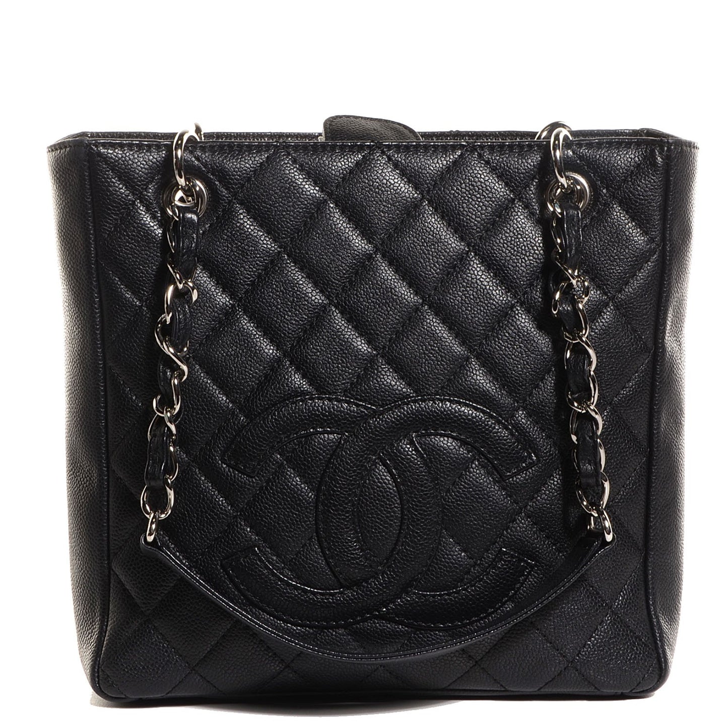 Caviar Quilted Petit Shopping Tote PST Black