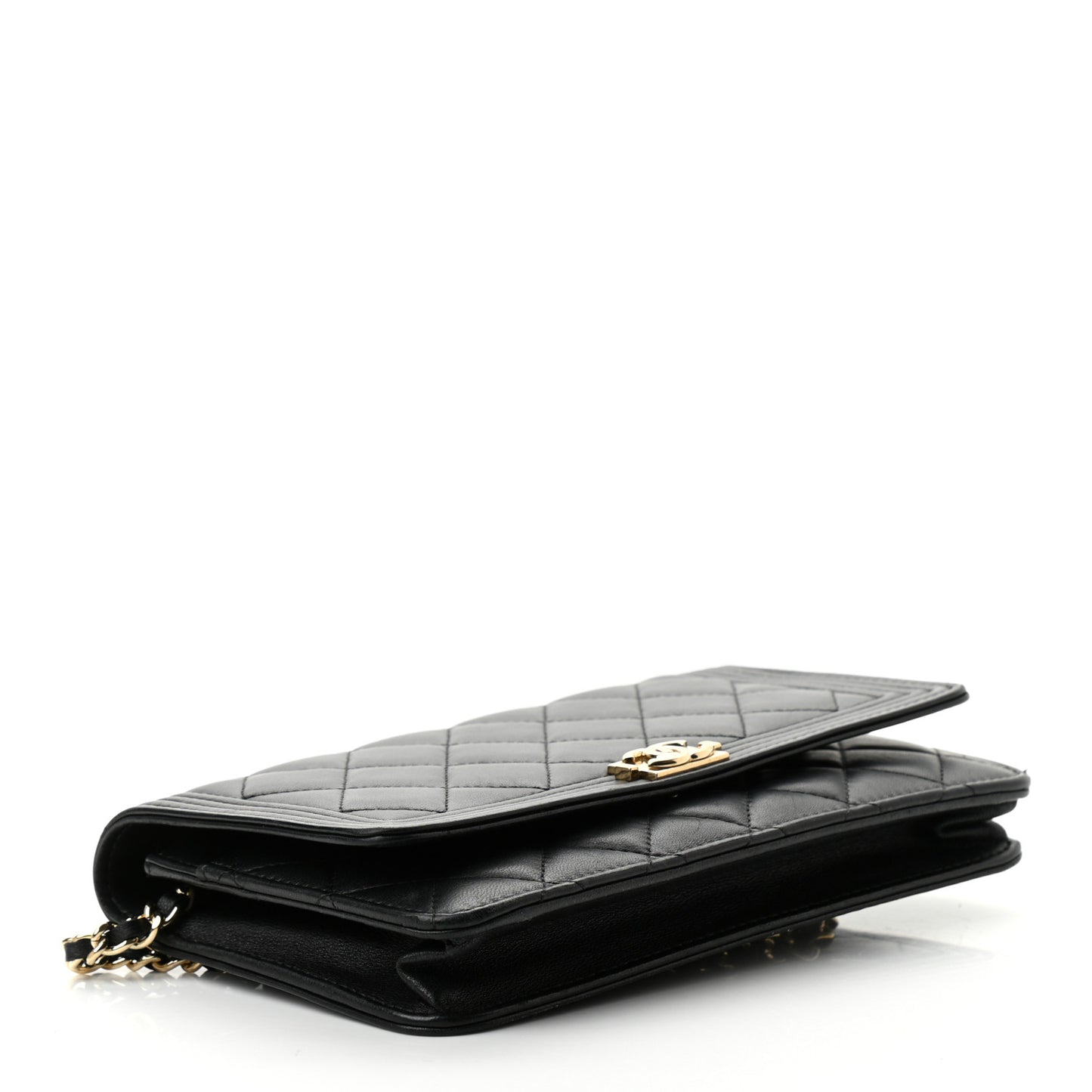Lambskin Quilted Boy Wallet On Chain WOC Black