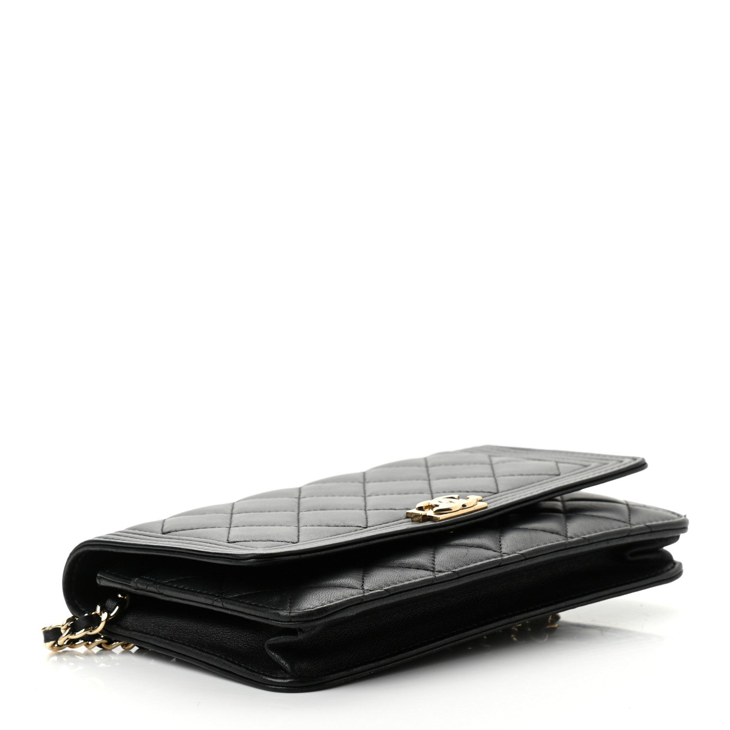 Chanel Lambskin Quilted Boy Wallet On Chain WOC Black 4 of 11