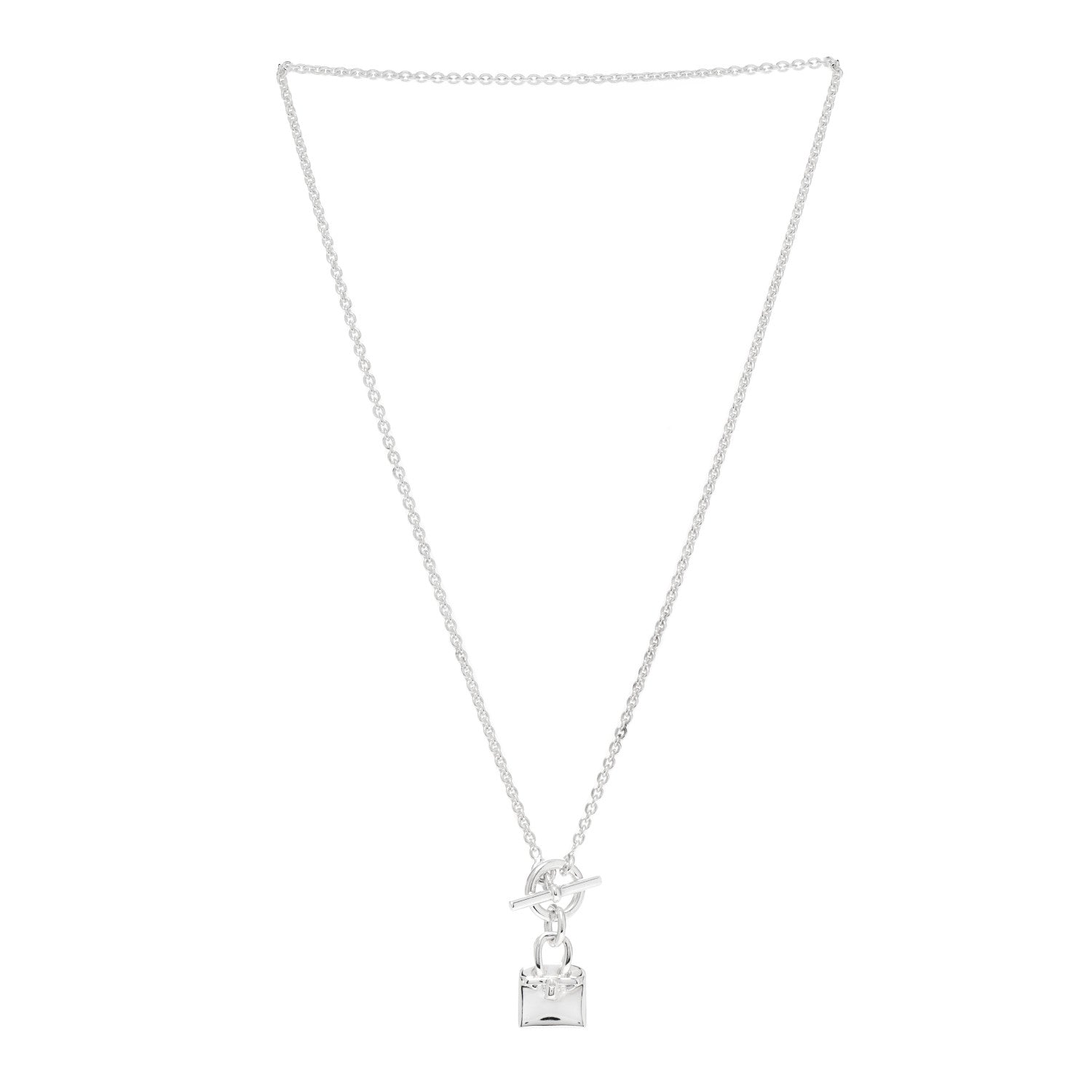 Hermes Sterling Silver Birkin Amulette Pendant Necklace 3 of 5