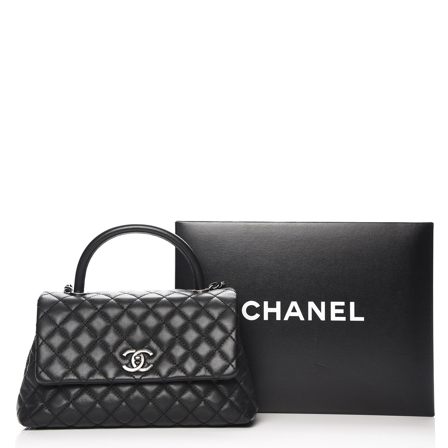 Caviar Quilted Small Coco Handle Flap Black
