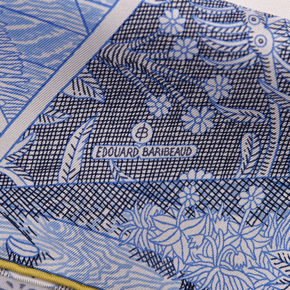 Hermes Silk Acte III Scene I La Clairiere Scarf 90 White Blue Jean Ciel 5 of 6