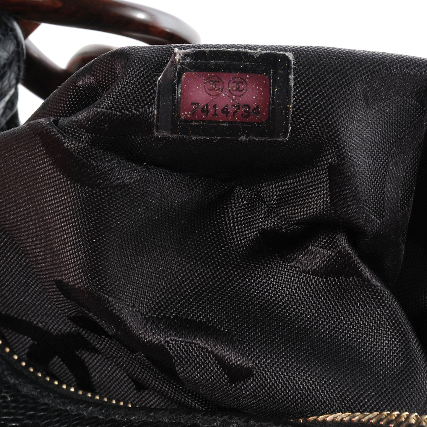 Caviar CC Wood Chain Hobo Black