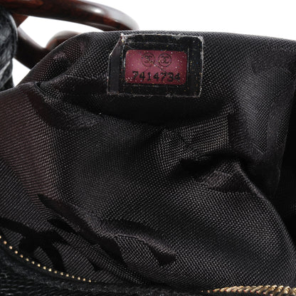 Chanel Caviar CC Wood Chain Hobo Black 5 of 8