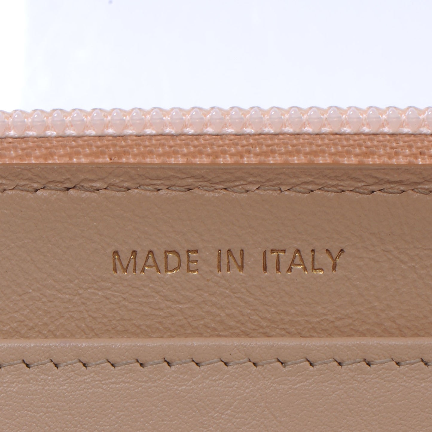 Caviar Zip Around Wallet Beige