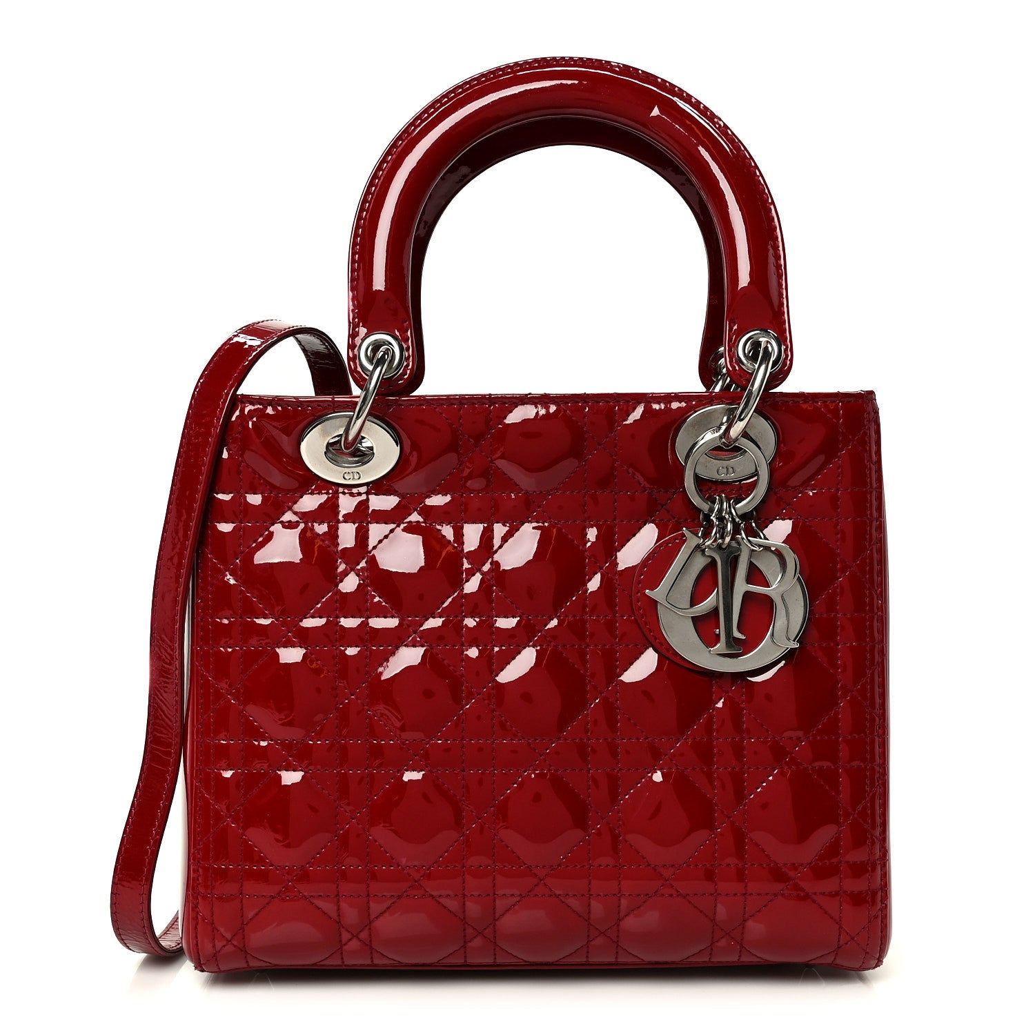 Christian Dior Patent Cannage Medium Lady Dior Red 1 of 10