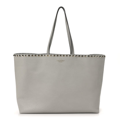 Valentino Garavani Grained Calfskin Rockstud Shoulder Tote Perla 1 of 9