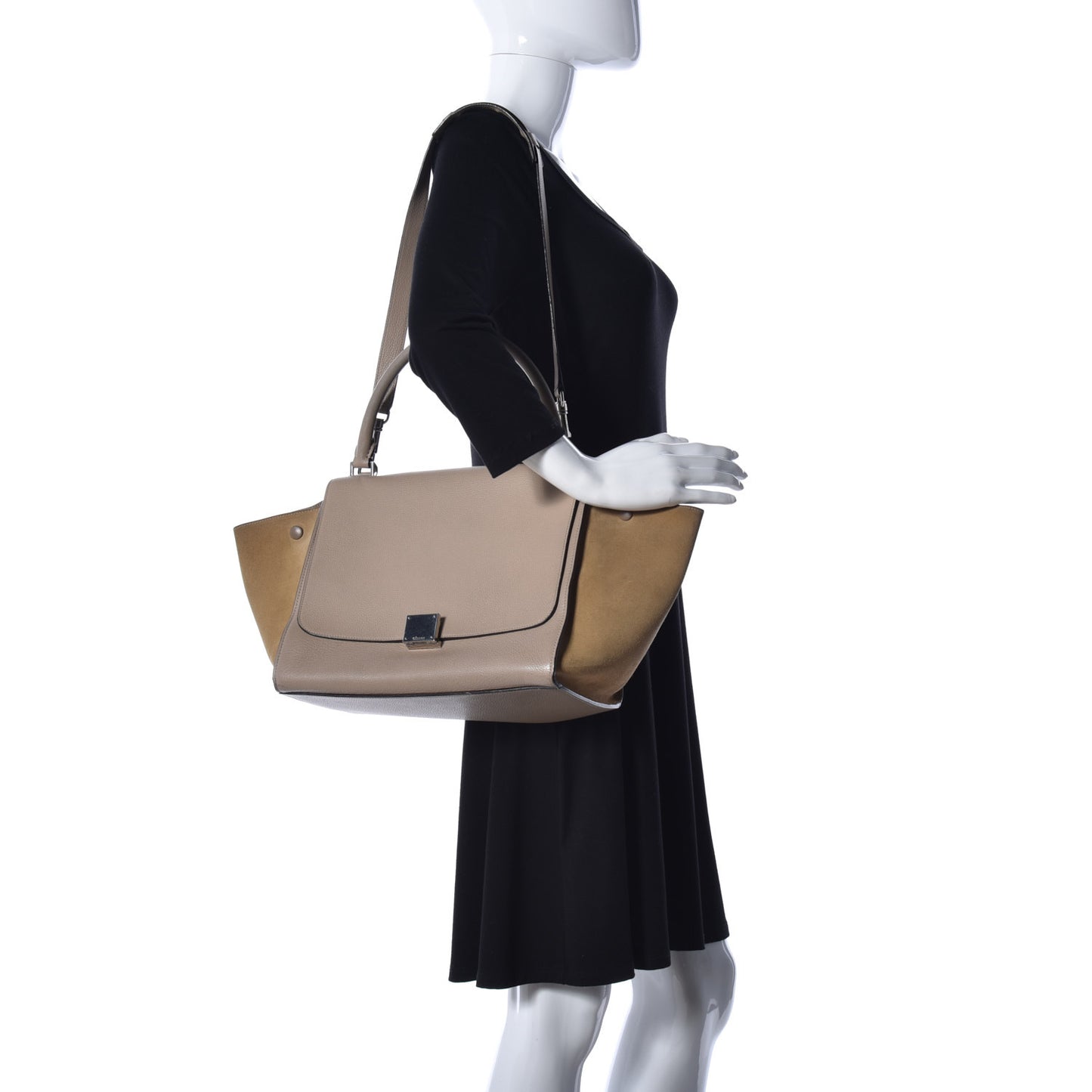 Drummed Calfskin Suede Medium Trapeze Dune