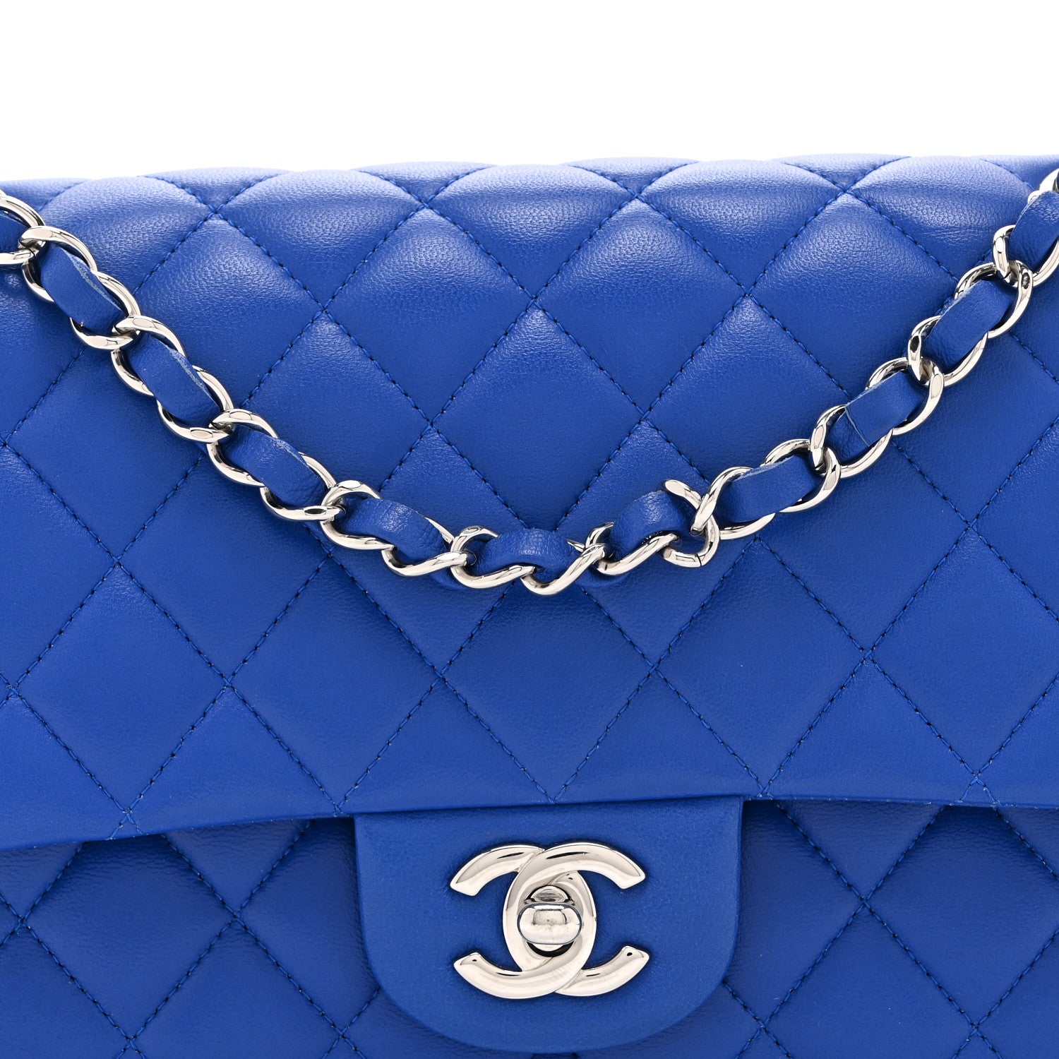 Chanel Lambskin Quilted Medium Double Flap Blue 8 of 10
