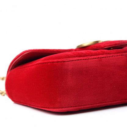 Gucci Velvet Matelasse Mini GG Marmont Shoulder Bag Hibiscus Red 6 of 10