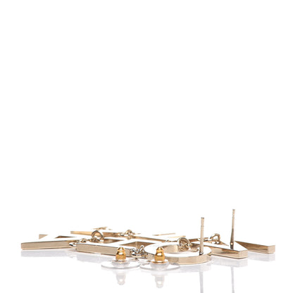 Chanel Metal Cha-Nel Logo Drop Earrings Gold 5 of 6