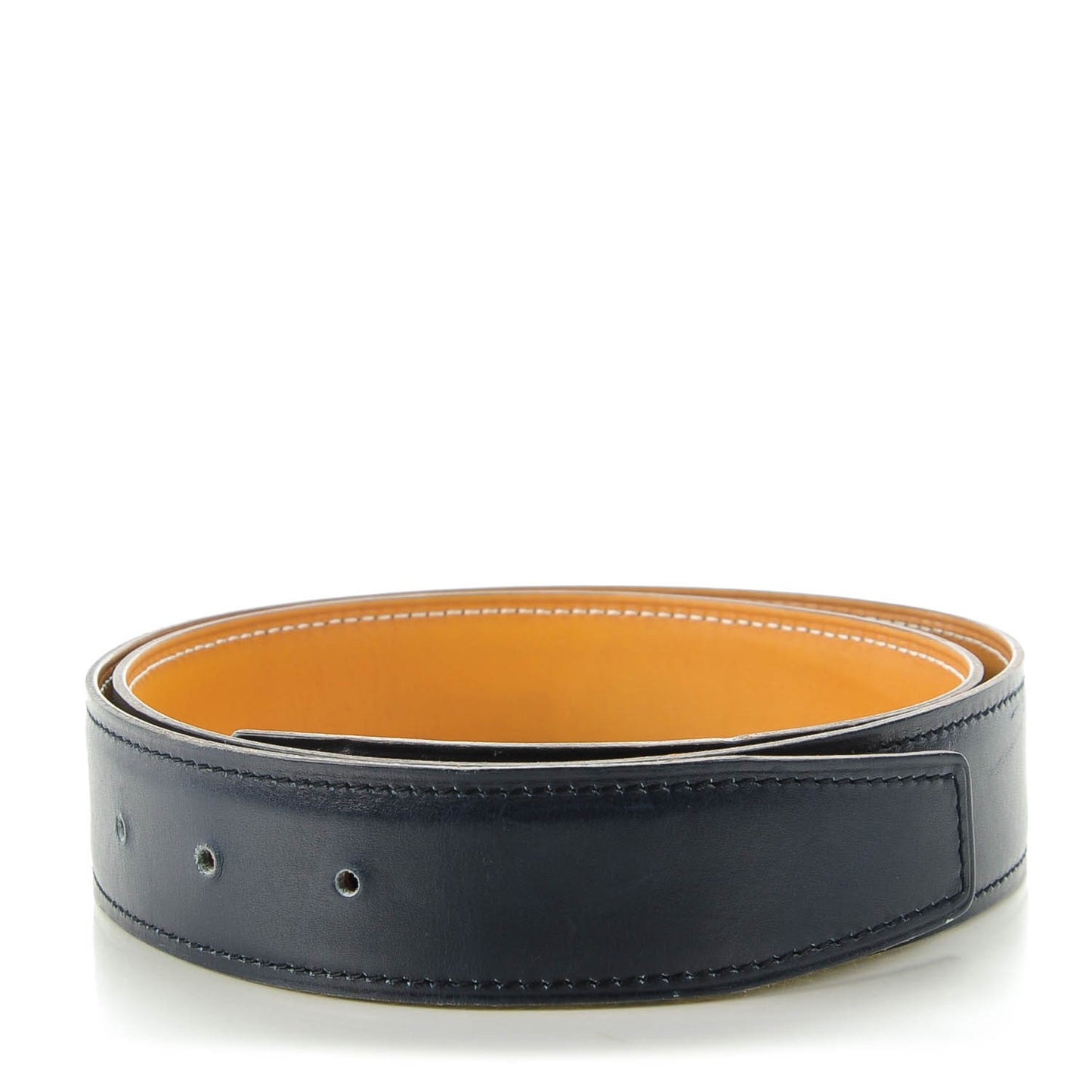 Box Chamonix 32mm Belt Strap 85 Bleu Marine Natural