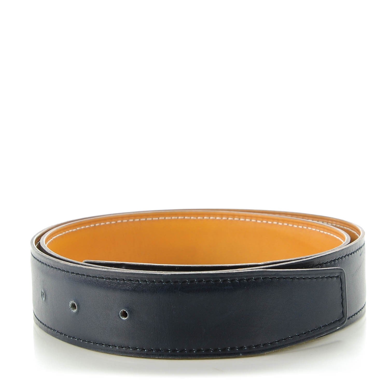 Hermes Box Chamonix 32mm Belt Strap 85 Bleu Marine Natural 1 of 7
