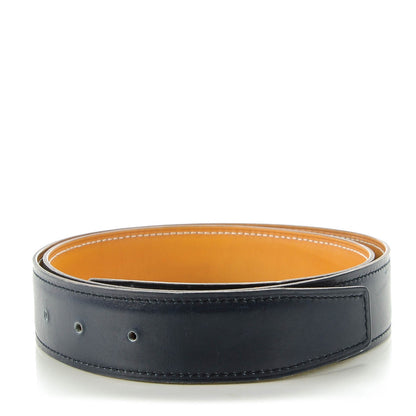 Hermes Box Chamonix 32mm Belt Strap 85 Bleu Marine Natural 1 of 7
