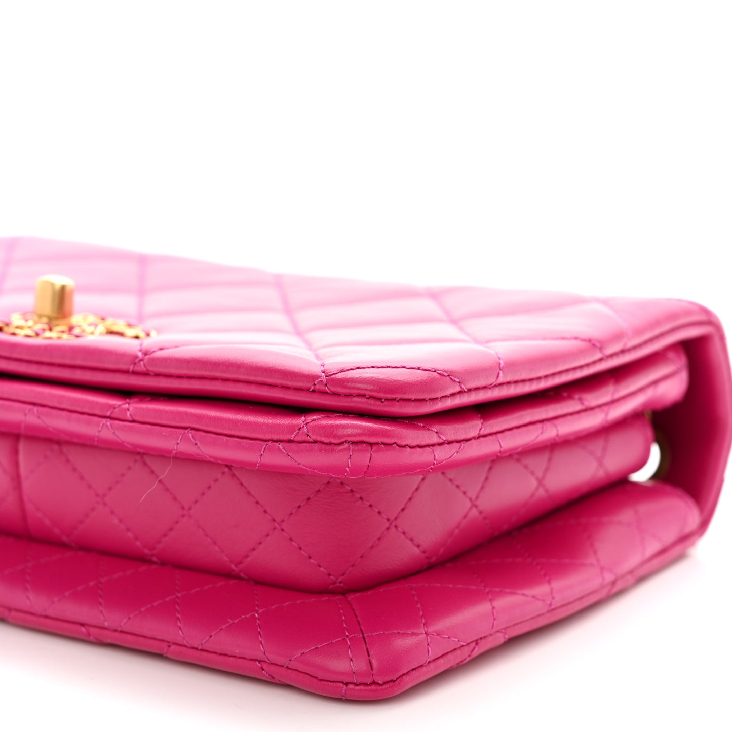 Lambskin Quilted On And On Small Chain Flap Fuchsia