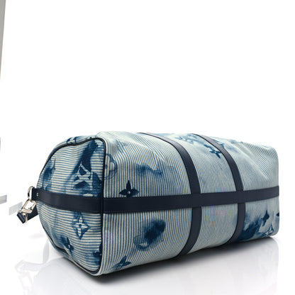 Louis Vuitton Monogram Watercolor Keepall Bandouliere 50 Hickory Stripes Denim 4 of 7