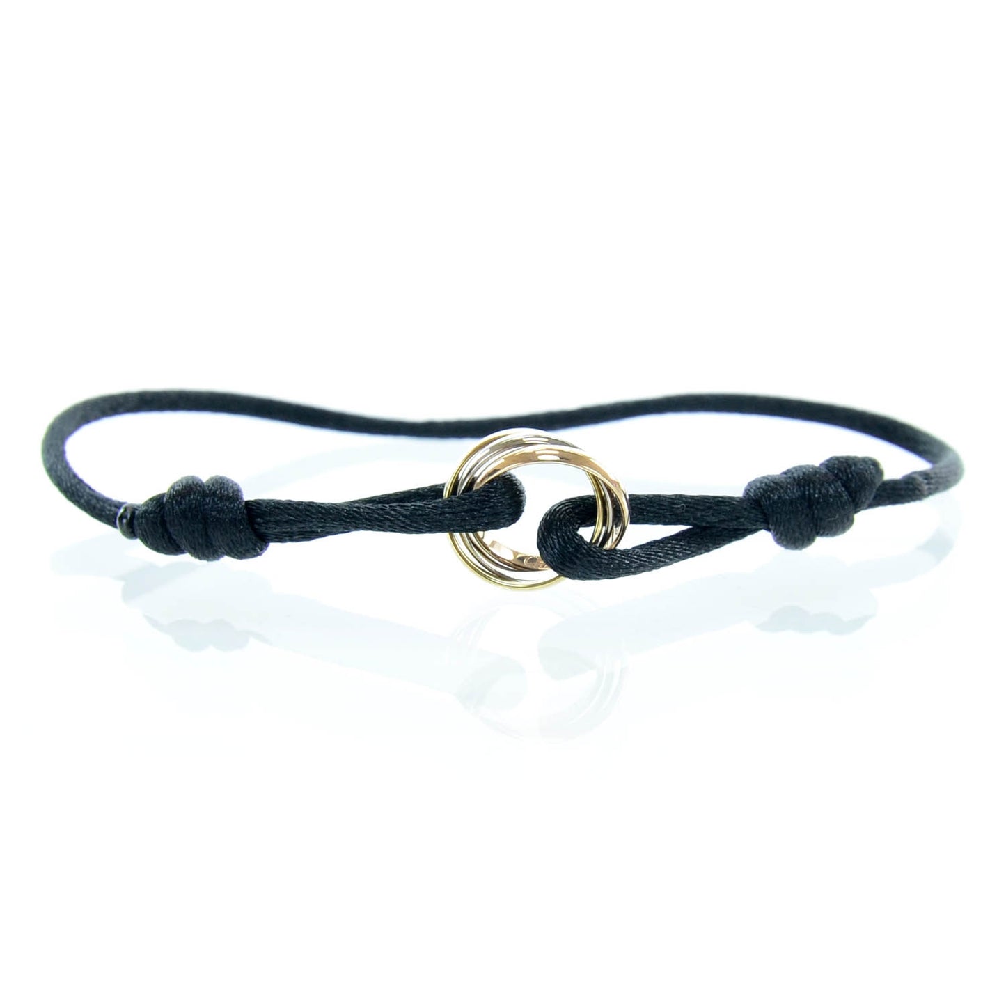 18k Pink Yellow White Gold Trinity Adjustable Cord Bracelet