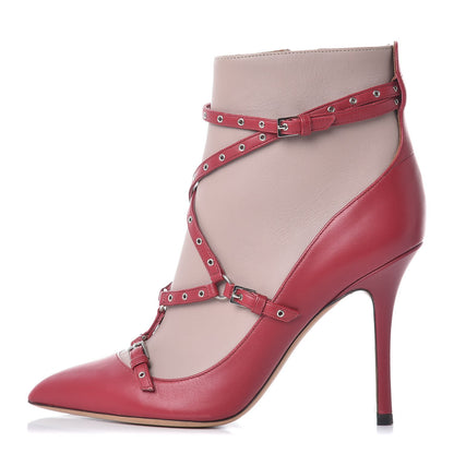 Valentino Garavani Nappa Love Latch 100mm Ankle Boots 37 Dark Red Poudre 1 of 10