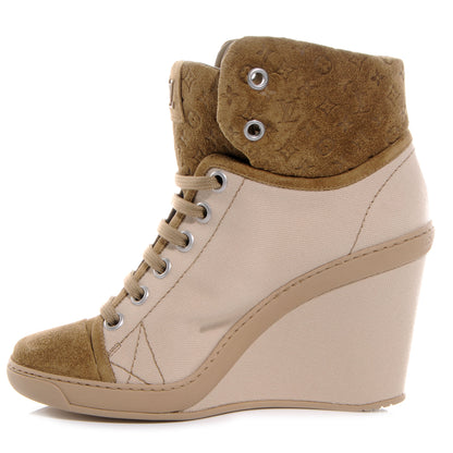 Louis Vuitton Suede Batignolles Wedges 36.5 Beige 1 of 6