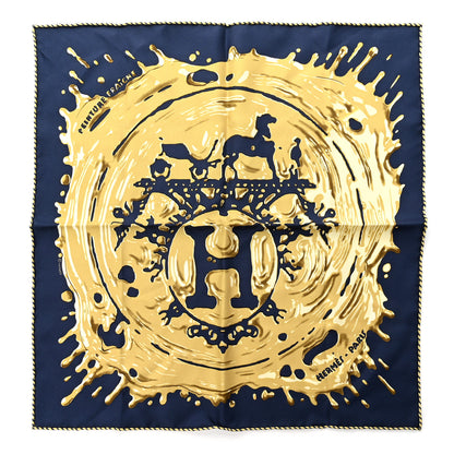 Hermes Silk Peinture Fraiche Scarf 45 Bleu Black Bronze 1 of 5