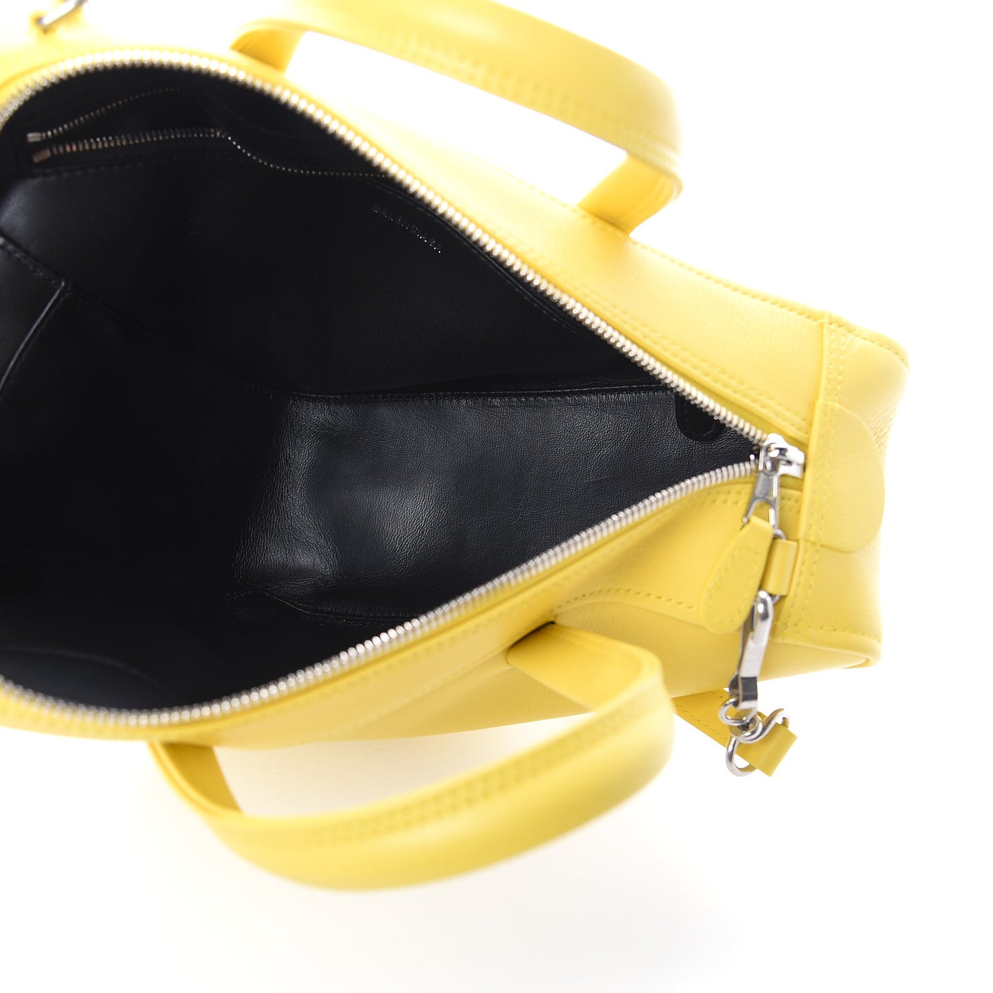 Shiny Day Calfskin Logo S Triangle Duffle Jaune Black