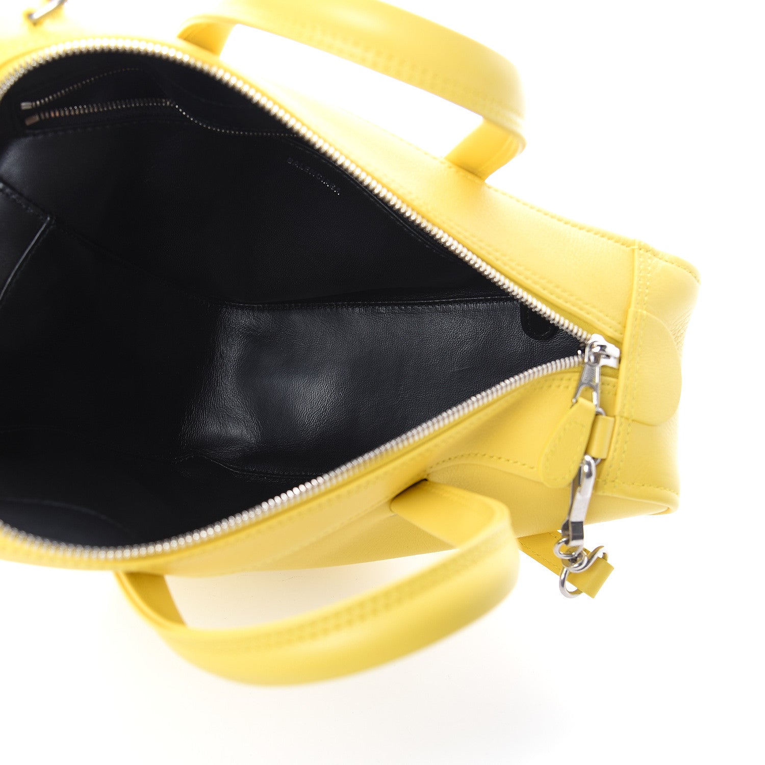 Balenciaga Shiny Day Calfskin Logo S Triangle Duffle Jaune Black 4 of 8