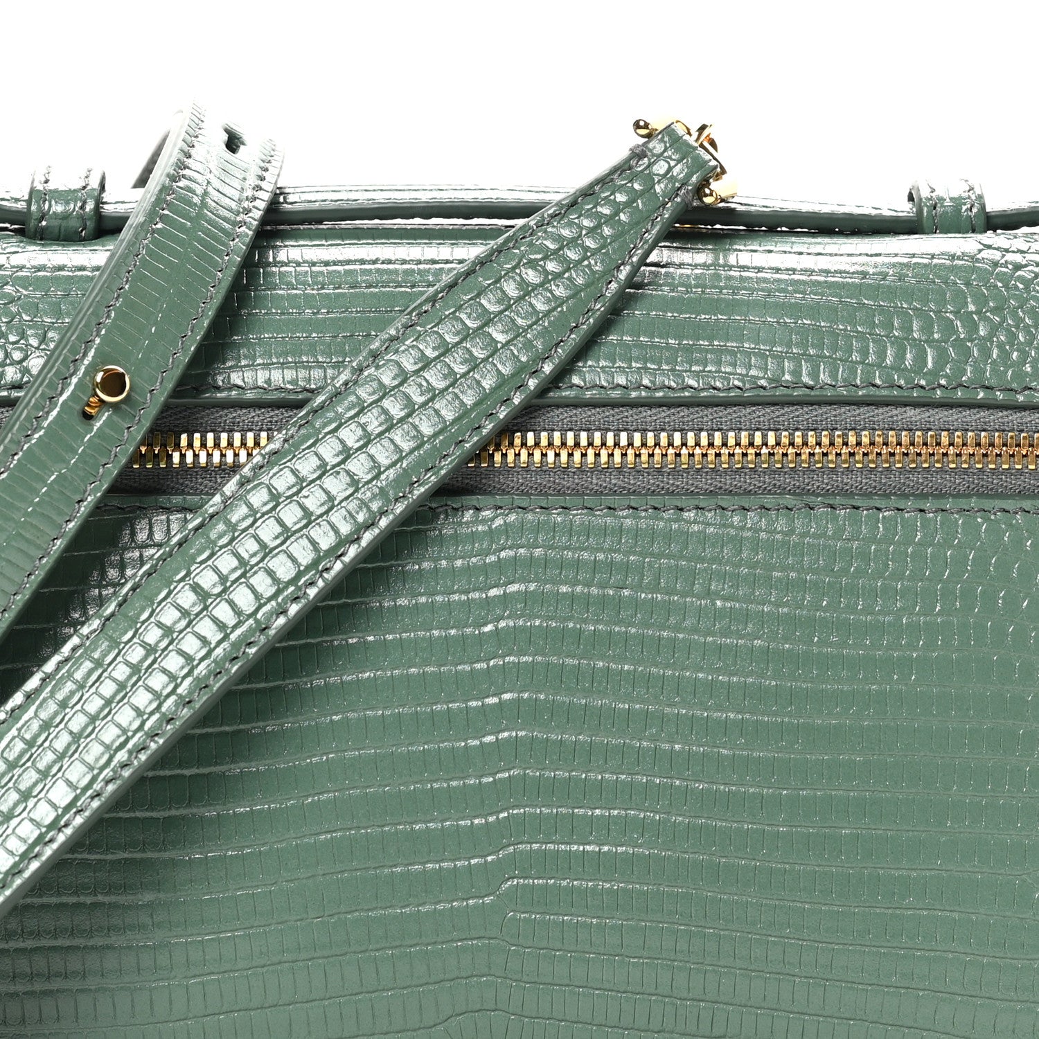 Loro Piana Lizard L19 Extra Pocket Pouch Green Lagoon Sun Gold 7 of 9