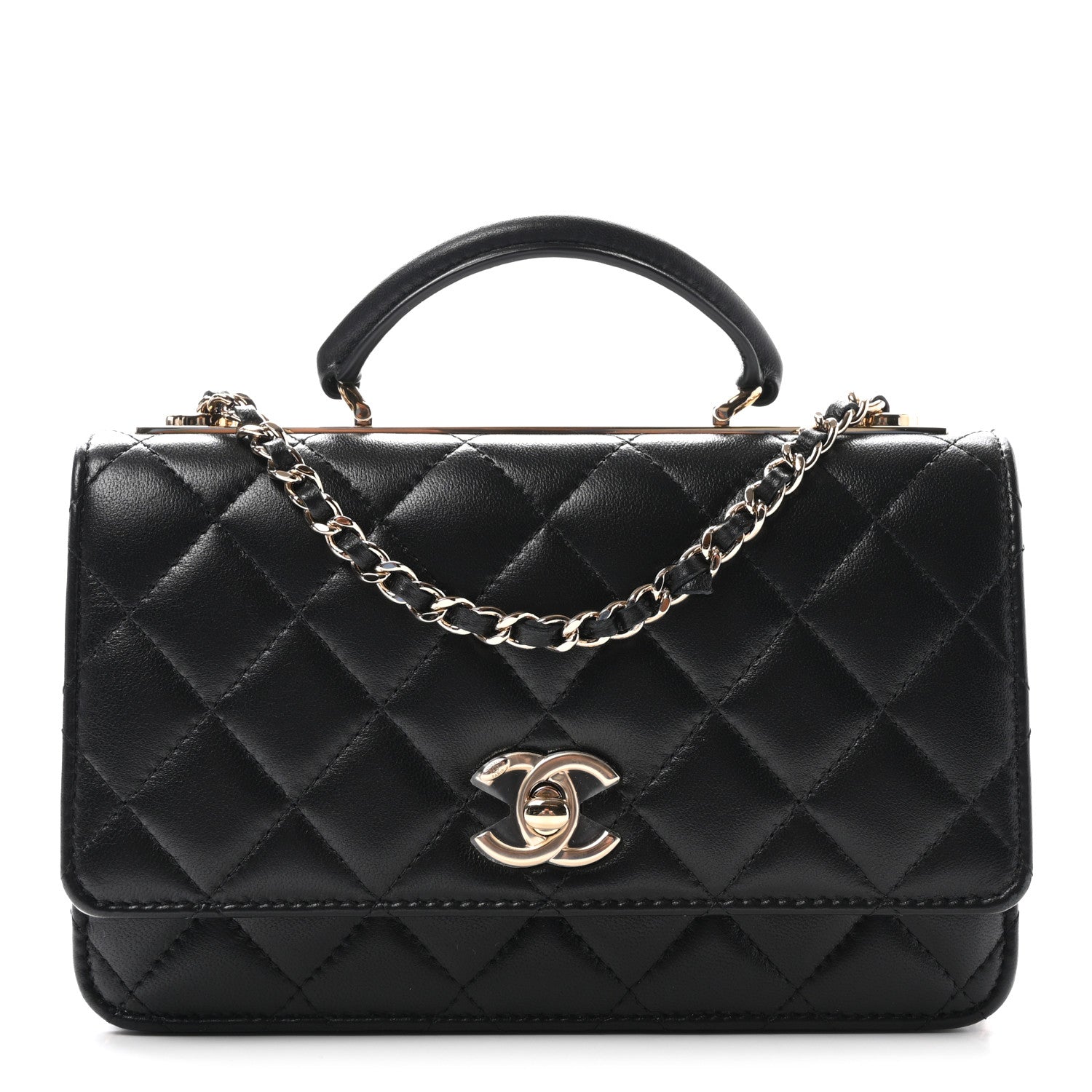 Chanel Lambskin Quilted Trendy CC Dual Handle Clutch With Chain Black 1 of 12