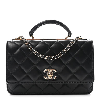 Chanel Lambskin Quilted Trendy CC Dual Handle Clutch With Chain Black 1 of 12