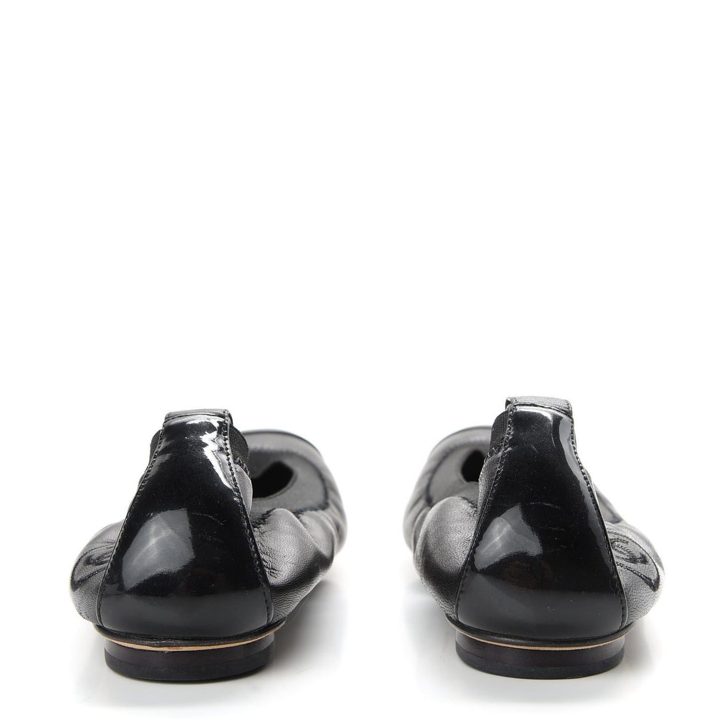 Lambskin Patent CC Elastic Cap Toe Ballerina Flats 36 Black