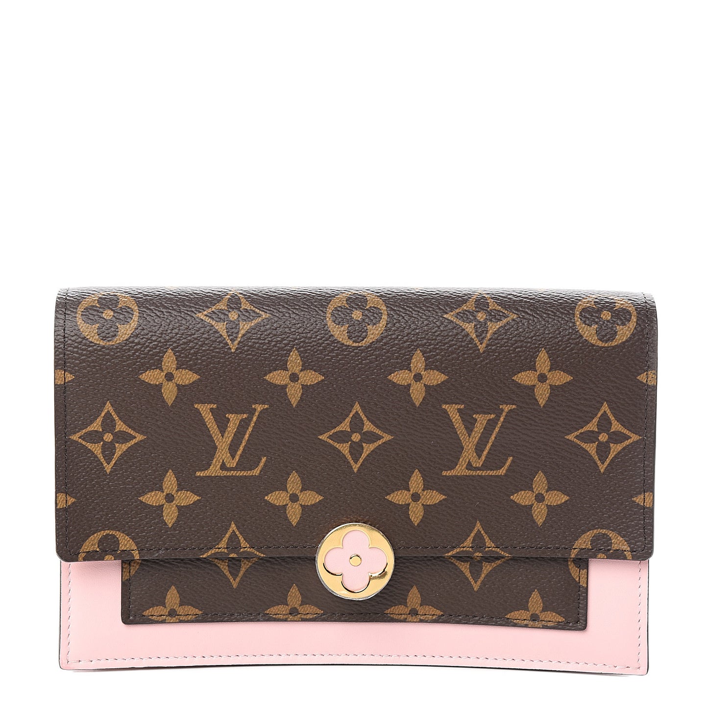Monogram Flore Chain Wallet Rose Ballerine