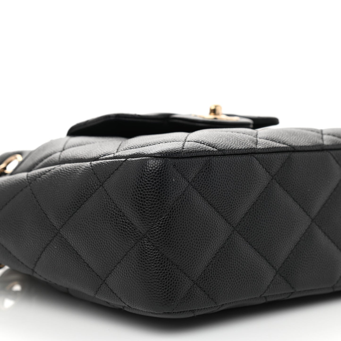 Caviar Quilted Flap Bucket Bag Black
