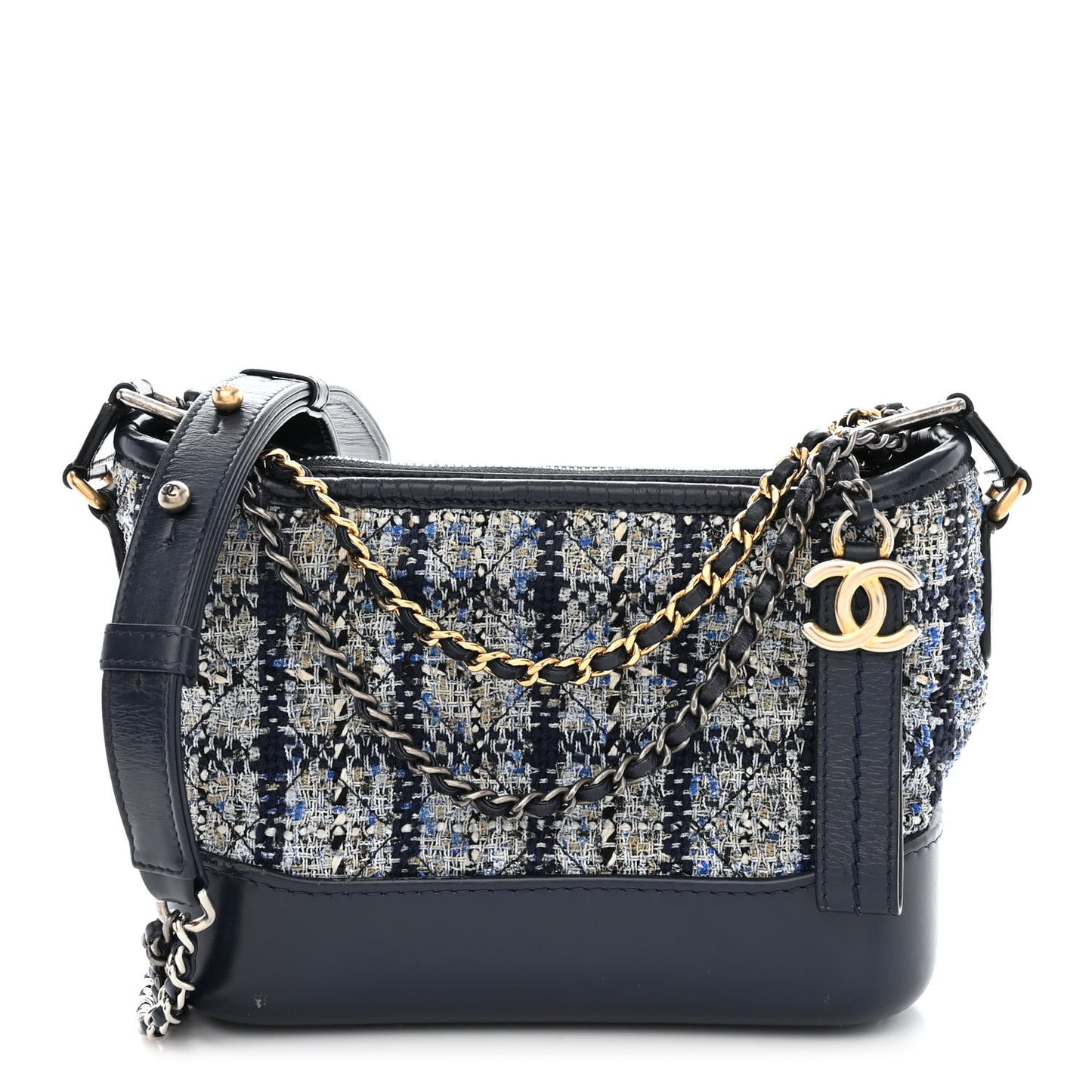 Tweed Calfskin Small Gabrielle Hobo Blue