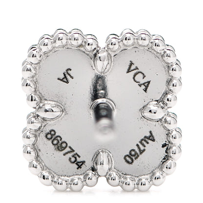 Van Cleef & Arpels 18K White Gold Mother of Pearl Sweet Alhambra Earrings 4 of 5
