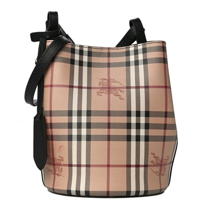 Burberry Haymarket Check Colours Small Lorne Bucket Crossbody Black 1 of 8