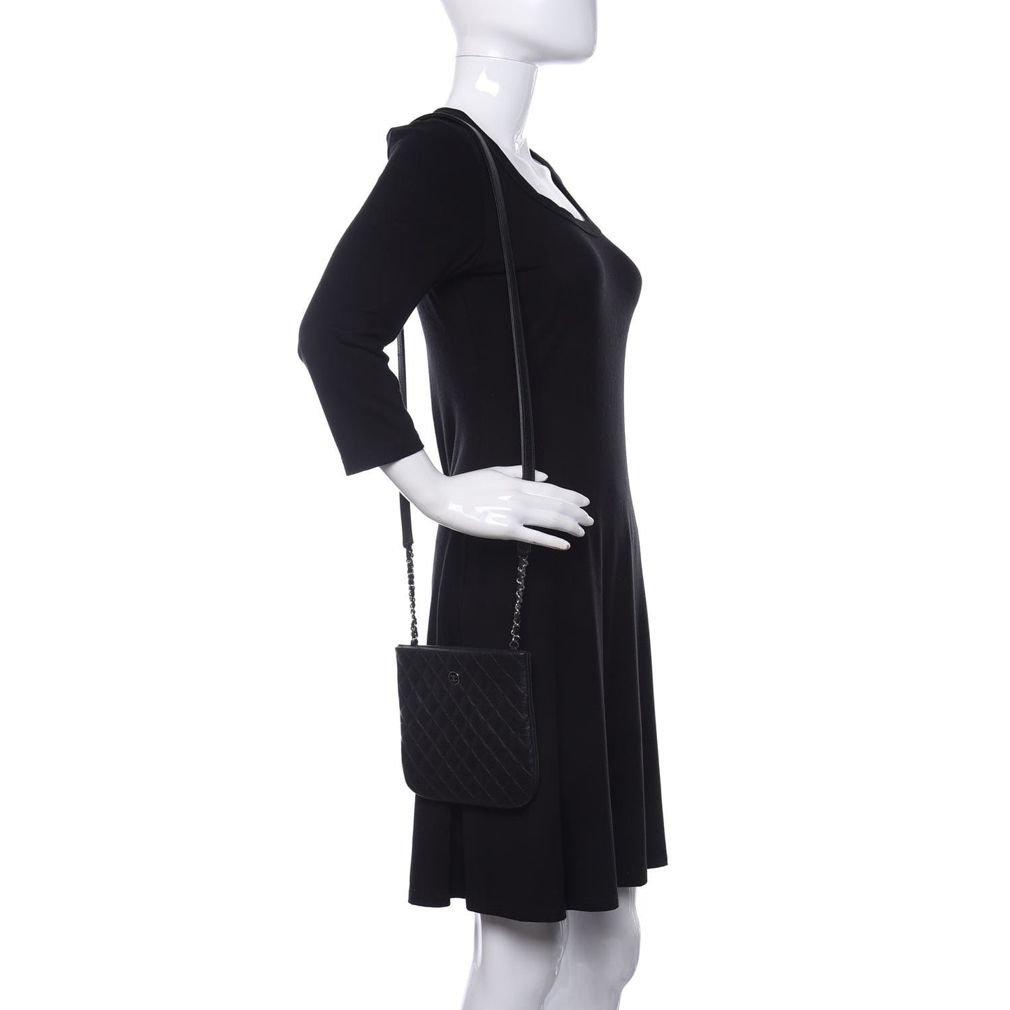 Aged Calfskin Quilted Crossbody Bag Black