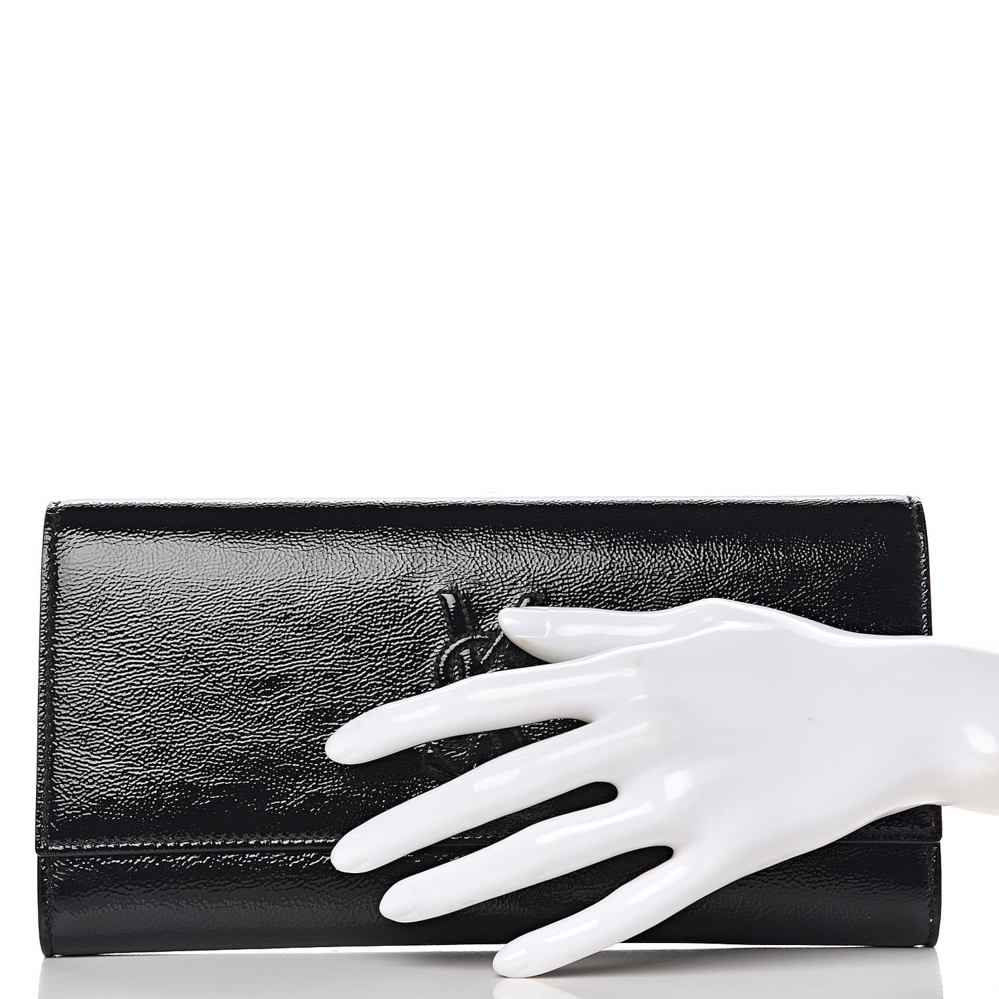Textured Patent Monogram Small Belle De Jour Clutch Black